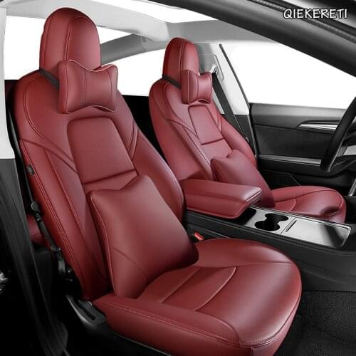 QIEKERETI custom leather car seat cover for 2018 2019 2020 2021 2020 Tesla Model 3 Automobiles Seat Covers car seats auto style