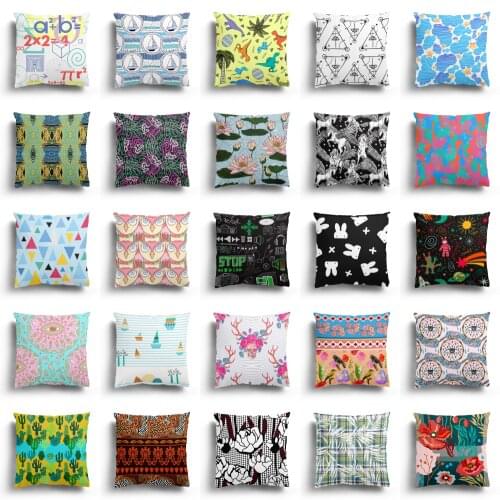 Nordic creative geometric pillowcase super soft super short plush car living room sofa home cartoon decoration super size 60x60