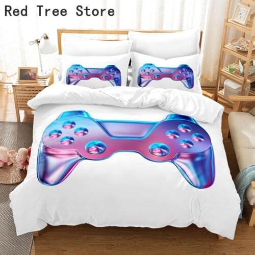 Cool Gamepad White Bedding Set for Teens Child Kids Game Series Duvet Cover Bed Linen Twin Full Single Double Bedspread No Sheet