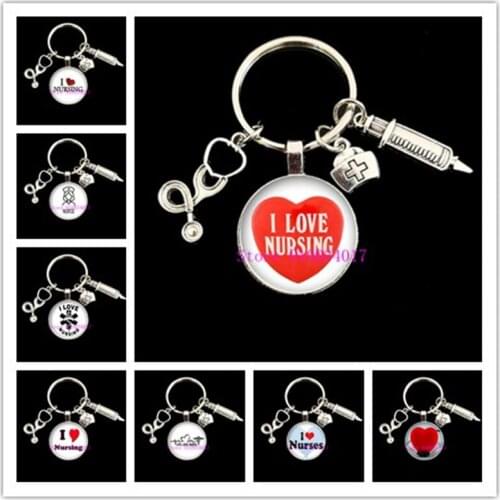 Cute Medical Kechain with Love Heart Angel Key Ring Personality Jewelry Thanksgiving Gift Key Holder for Nurse and Doctor