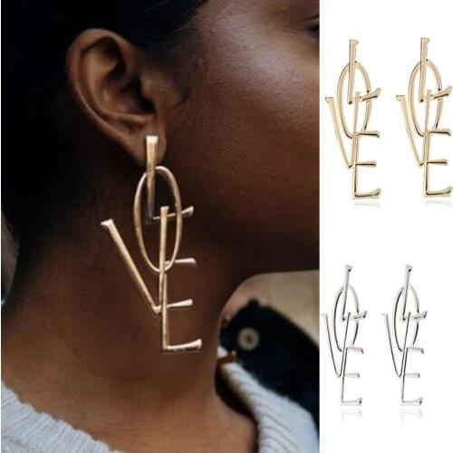 1pair Fashion Bohemian Punk Earrings Jewelry big love letter shape Earrings Best Gift for Women Girl E057