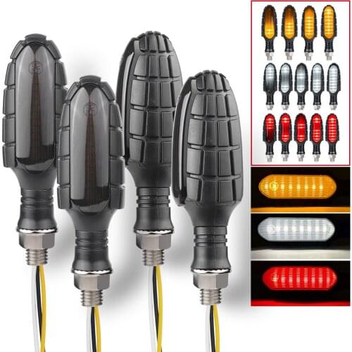 Motorcycle LED Turn Signal Indicator Lights Amber White Flowing Water Blinker Day Running light Brake Lamp frecce led moto