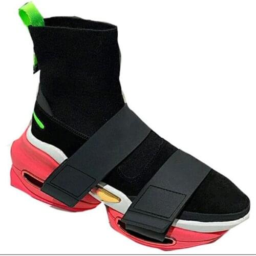 Thick-soled thick heel velcro socks platform boots new autumn winter short booties woven ladies casual comfortable boots Women