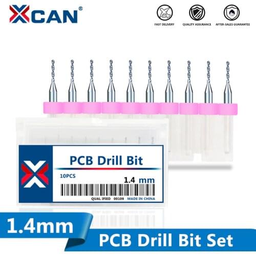 XCAN 10pcs 1.4mm Mirco PCB Drill Bit Set 3.175mm Shank Carbide Drill Bit For Drill Print Circuit Board CNC Sharpening Drill Bit