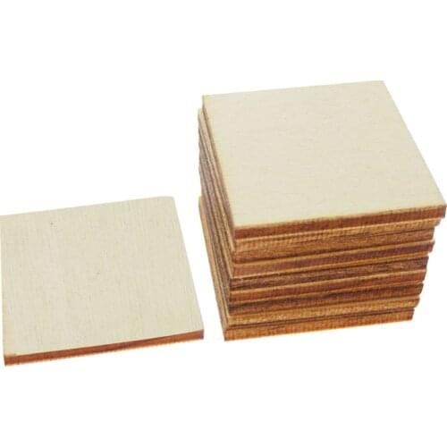 30pcs/pack 3-5cm Unfinished Wood Pieces Blank Home Decoration Square Wood Pieces Blank Plaque for DIY Craft Scrapbooking Tray