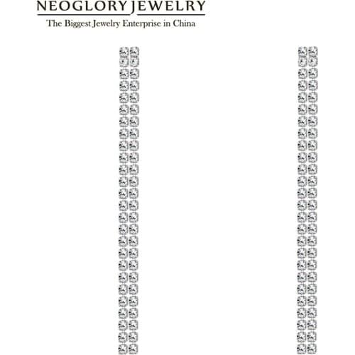 Neoglory 2020 Fashion Claw Chain Tassel Earrings For Women bride Jewelry For Wedding Banquet With Size Of 1.5mm CZ 2 Row 5cm