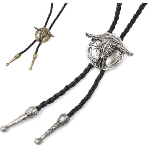New Cow Head Necklace Jewelry Rodeo Bolo Tie For Men Novelty Neckties Kravat Western Cowboy Southwest Bola Tie Males Accessories