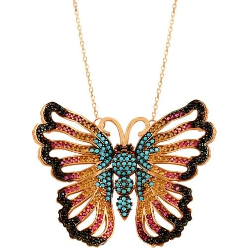 Butterfly Pendant Necklace Choker bijoux femme Collares Mujer Collier Colar Charm Punk Women Necklace 925 Sterling Silver