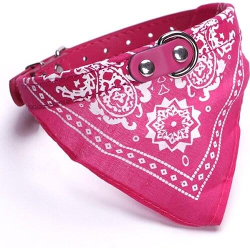 Pet Bandanas Collar for Dogs Cats Adjustable PU Leather Triangular Bibs Scarf Collar with Paisley Pattern for Puppy Accessories