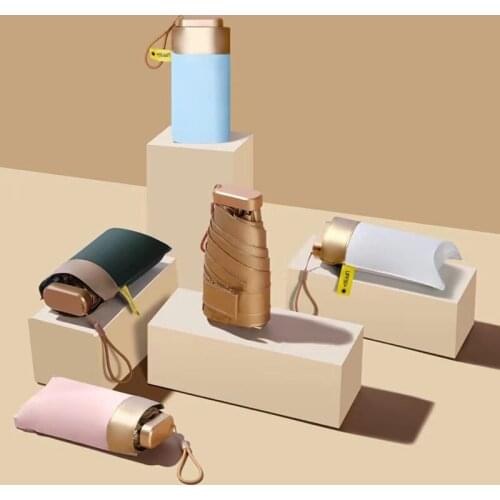Flat five-fold umbrella portable sun protection umbrella anti-ultraviolet sun umbrella mini titanium plastic pocket umbrella