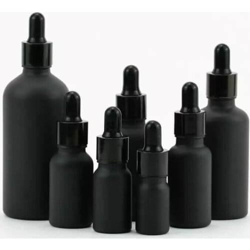 10pcs 5ml/10ml/15ml/20ml/30ml/50ml Empty Black Glass Dropper Bottles Essential Oil Liquid Aromatherapy Pipette Containers Jars