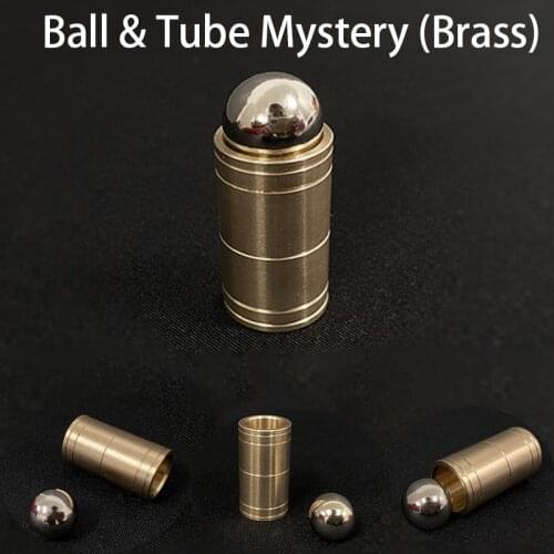 Ball & Tube Mystery (Brass) Magic Tricks Close up Magia Steel Ball Sink Down Into Tube Magie Mentalism Illusion Gimmick Props