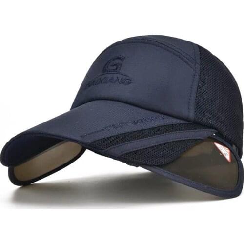 Unisex Outside Sun Hat Fashion Retractable Shade Sunscreen Cap Casual Hip Hop Mesh Breathable Adjustable Cap