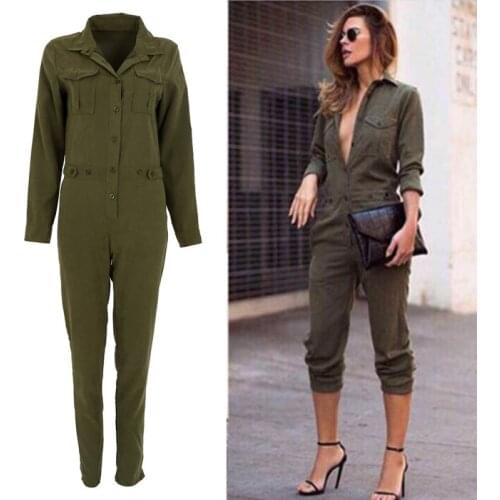 Stylish Women Sexy Jumpsuit Long Sleeve Jumpsuits Cotton Rompers Clubwear Romper