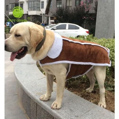 Warm Pet Clothes Anti-Anxiety Jacket Wrap & Calming Coat for Large Dogs Cats Winter Wear 7 Size Suede Leather & Fleece Lining