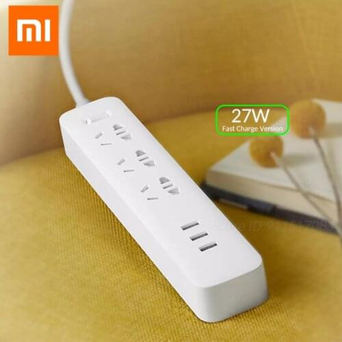 Xiaomi Mijia Power Socket Strip 27W MAX QC3.0 Fast Charging 3 USB 3 Sockets Standard Plug High-Power Patch Panel Extension 1.8M