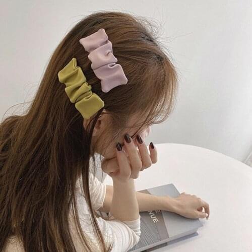 Korean Fashion Hair Clip PU Leather Hairpins Geometric Simple Plaid Headpiece Retro Hair Accessories Hairpins hairwear Gift