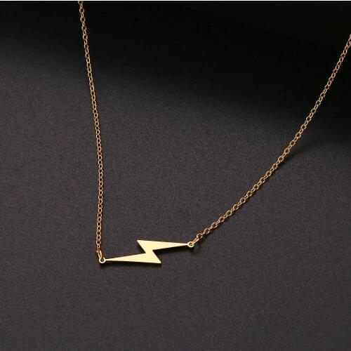 CACANA Fashion Retro Lightning Pendant Gold For Women Chain Necklace Party Charm Stainless Steel Jewelry Accessories Gifts