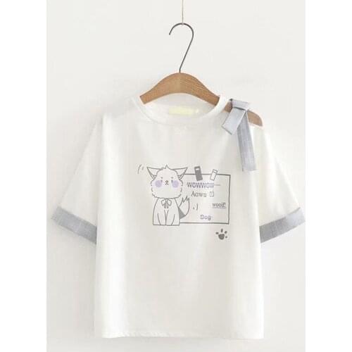 Women Cute Japanese Style T Shirts Bowknot Short Sleeve Tees Summer 2020 Ladies Tops Female Camisetas