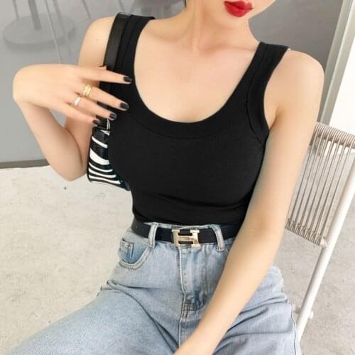 The New Summer Knit Top Sleeveless Women Sexy Basic T Shirt Off Shoulder Ribbed Casual Tank Top movement Tank