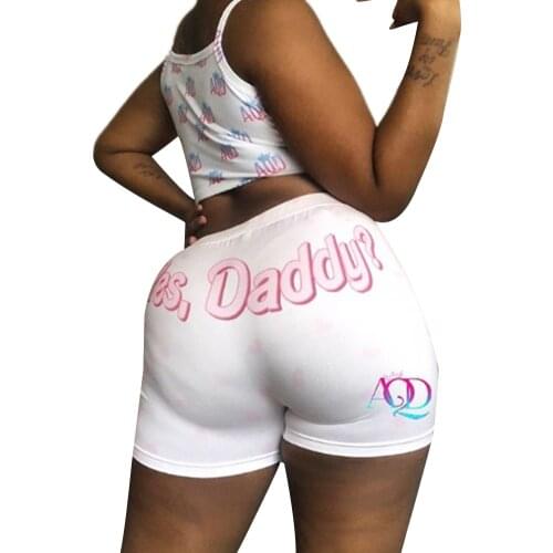 S-XXL Sexy Women underwear Lingerie Yes Daddy Printed Shorts Briefs High waist Panties Stretch Pink Sleepwear Boyshort