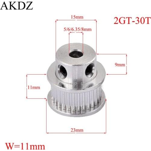 30 teeth GT2 Timing Pulley Bore 5mm 6mm 6.35mm 8mm for belt used in linear 2GT pulley 30Teeth 30T