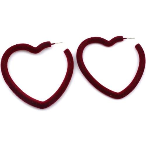 1Pair Personality Plush Big Circle Heart Hoop Earrings For Women Hyperbole Trendy Cute Red Love Statement Earrings Jewelry E516