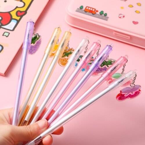 1Pcs Creative Fruit Pendant Gel Pen Cute 0.5mm Black Ink Neutral Pens Office Stationery School Writing Supplies Promotional Gift