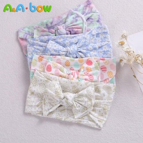 1pcs Floral Printed Bowknot Headband Baby GirlsTurban Headband Kids Hair Accessories for Newborn Nylon Elastic Fashion Headwear