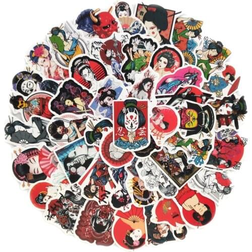 10/30/50PCS Japan Geisha Graffiti Stickers Skateboard DIY Car Guitar Laptop Motorcycle Phone Cool Decal Sticker Kid Classic Toy