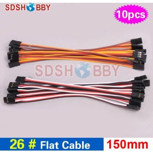 10pcs* 26AWG Flat Cable 150mm/100mm Connecting Cable for FC/ Male-male Servo Wire- JR/ Futaba color
