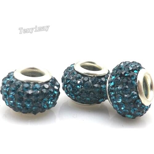 12pcs/lot Peacock Fully-jewelled Crystal Beads European Charm Beads For Jewelry Making DIY