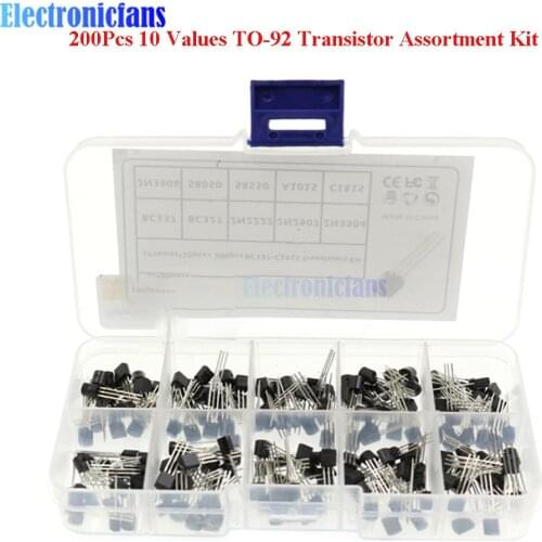 200Pcs 10 Values x 20 Pcs TO-92 Transistor Triode Kit PNP NPN BC337 BC327 2N2222 2N2907 2N3904 2N3906 S8050 S8550 A1015 C1815