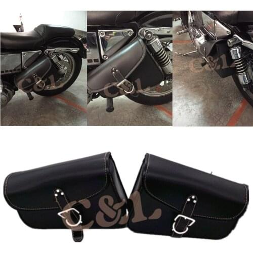 2X Motorcycle PU Leather Luggage Bag Saddlebag Saddle Bag Fit For Harley Sportster XL 883
