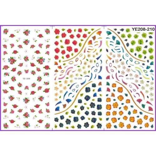 3 PACKS/LOT WATER NAIL STICKER DECAL FLOWER ACTINIA PANSY STRAMONIUM CHINESE FAN YE208-210