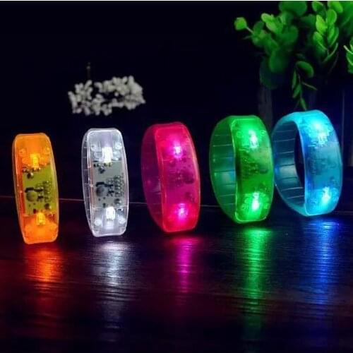 50pcs/lot LED Flash Bracelet Sound Controlled Light Up Bracelet Activated Glow Flashing Bangle For Christmas Party Decor ZA3976