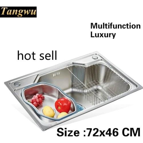 Free shipping Apartment multifunction kitchen single trough sink vogue do the dishes 304 stainless steel hot sell 720x460 MM