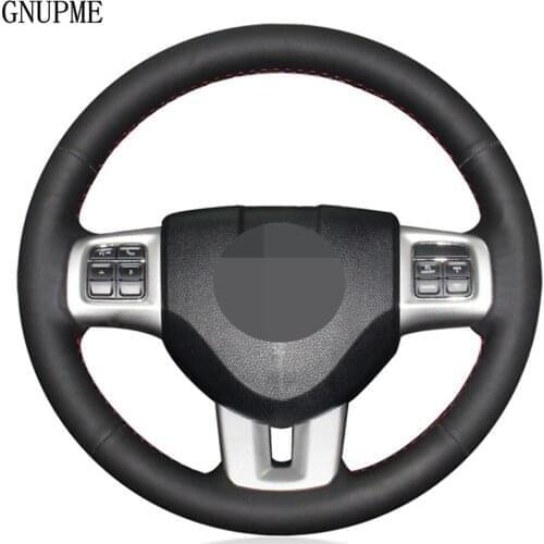 DIY Hand Sewing Black Artificial Leather Car Steering Wheel Cover For Dodge Grand Caravan Journey Avenger Durango