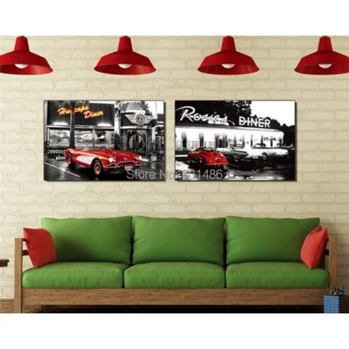 2 Piece Hot Sell Modern Wall Painting Black and White City Scenery Decorative Art Picture Giclee Print On Canvas for decor