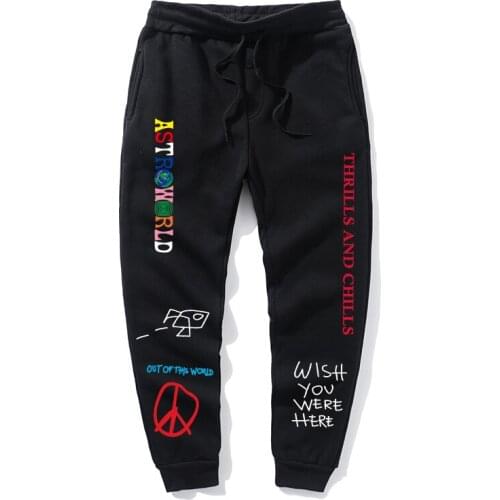Quality Fleece Trousers TRAVIS SCOTT ASTROWORLD Letter Printed Women Men Jogging Pants Hip Hop Streetwear Men SweatpantS