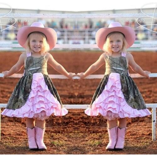 Camo Flower Girls Dresses For Wedding Knee Length Ruffles Tiered Pageant Party Gowns For Girls Birthday Gift Dresses