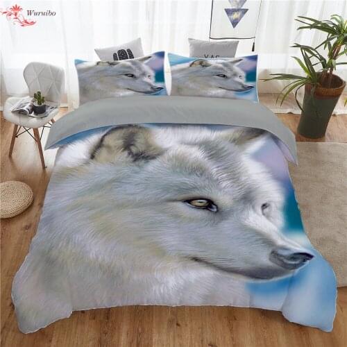 Wolf Cute Animal Bedding Set Print Kid Adult Teens Lovely Gift Luxury Duvet Cover Set Comforter Bed ropa de cama Queen King Size