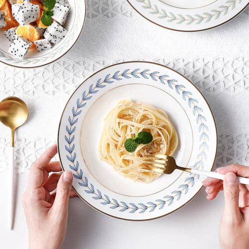 Leaf Phnom Penh Rice Bowl Household Vegetable Plate Soup Plate Western Steak Salad Noodle Bowl ceramic dinner set