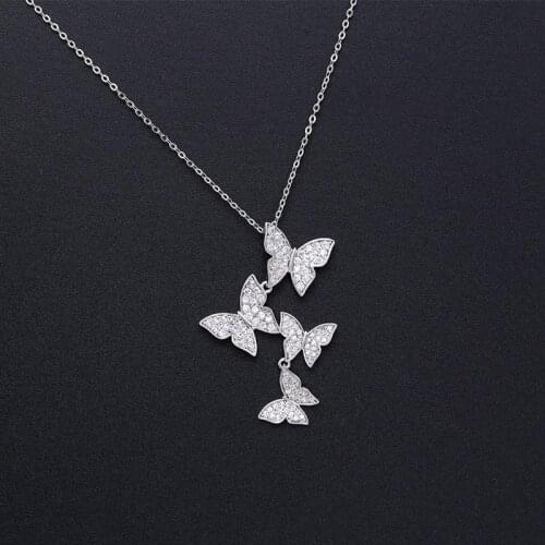 Fashion Elegant Beautiful Butterfly Necklace High Quality Cubic Zirconia Jewelry Insect Pendant Necklace For Women