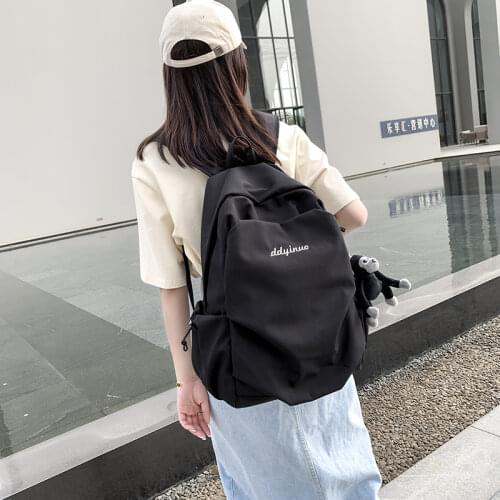 2021 Summer Fashion Womens Backpack Solid Color Nylon Waterproof School Bags For Girls Large-capacity School Backpack