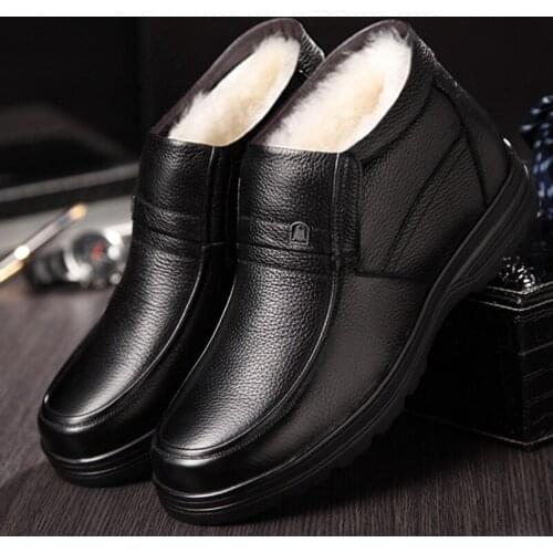Winter Men Genuine leather Boots High quality Thick wool male super warm snow boots Oxfords men Non-slip cotton Shoes boot 698