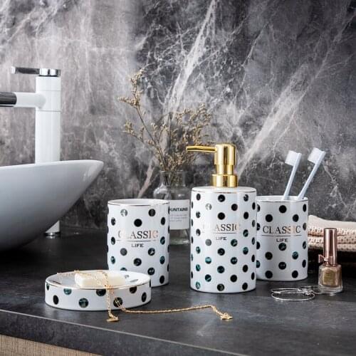 Ceramic Bathroom Accessory Set Lotion Bottle Washing Tools Bottle Mouthwash Cup Soap Toothbrush Holder Household Bathroom Set