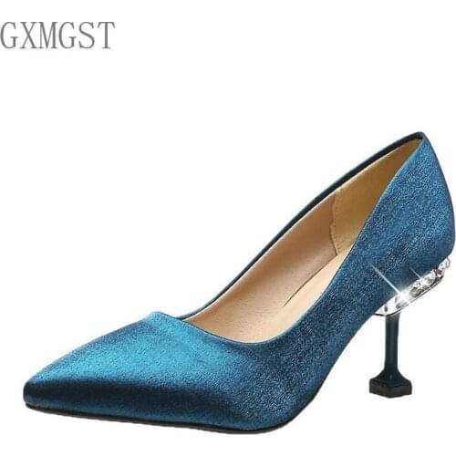 2021 Spring New Large Size Pointed Shallow Mouth Stiletto High Heels Women Korean Fashion All-match High Heels Women