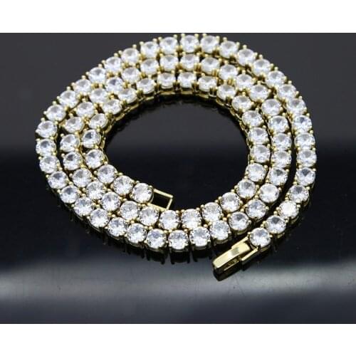 24" inch 5mm round cubic zirconia CZ hip hop bling boy men jewelry Top Quality Rock Bling iced out cross pendant tennis necklace