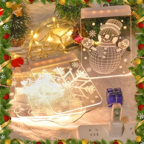 Hanging Christmas Light Adhesive 3D Visual Effect Acrylic LED Ornament Festival Themed Night Light for Party Home CLH@8